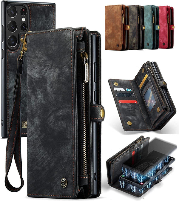 Genuine Leather Purse Wallet Case Cover For Samsung Galaxy S24 Plus