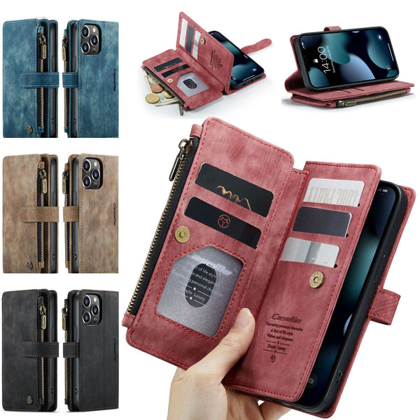 Caseme Double Wallet Flip Zipper Card Holder Phone Case for iPhone 15 Plus