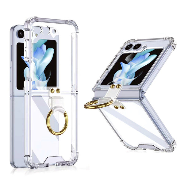 For Samsung Galaxy Z Flip 5 5G  Hard Shcokproof Crystal PC Case Cover with Ring