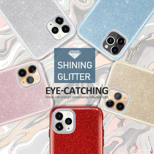 For iPhone 15 Pro Bling Sparkly Glitter Luxury 3 Layer Hybrid Slim Case