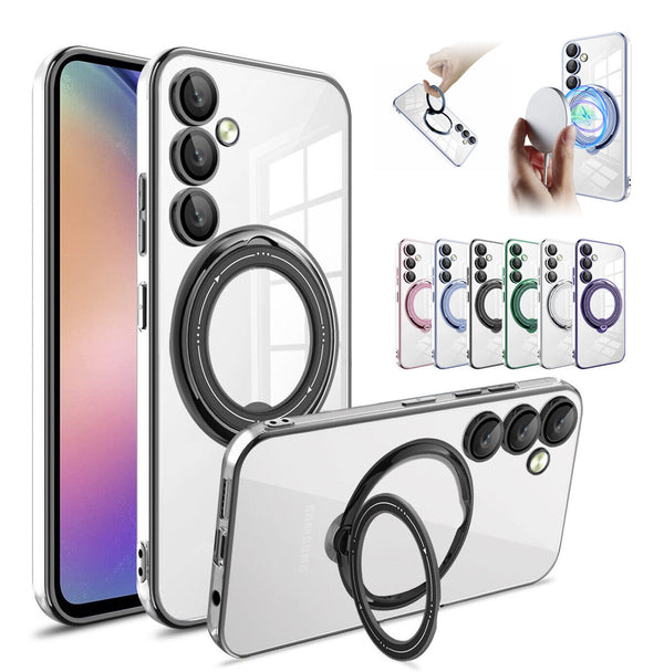 For Galaxy A55 5G  Kickstand Ring Cover Magnet Magsafe Plating TPU Case