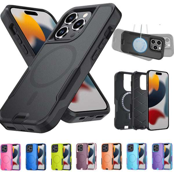 For Apple iPhone 15 Pro Strong Magnet Magsafe Shockproof Armor Case Cover