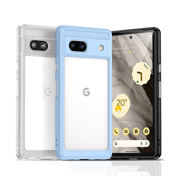 For Google Pixel 7a 5G Transparent Back + TPU Bumper Shockproof Phone Cover Case