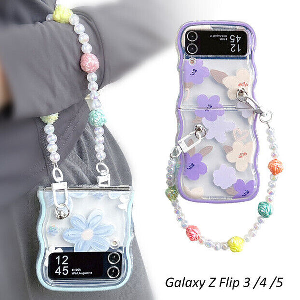 For Samsung Galaxy Z Flip 3 5G Flower Gel Wave edge Anti-Scratch Case Cover