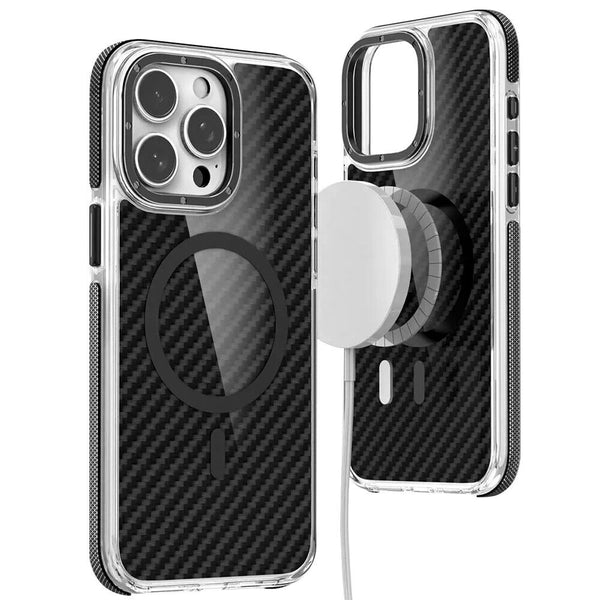 For Apple iPhone 16 Pro Max / iPhone 16 Pro / iPhone 16 Plus / iPhone 16 Magnet Magsafe Carbon Fiber Pattern Heavy duty case