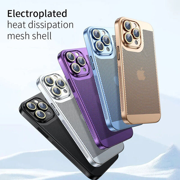 For Apple iPhone 16 Pro Max / iPhone 16 Pro / iPhone 16 Plus / iPhone 16 Heat Dissipation Electroplated Border Mesh Case