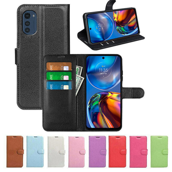 Premium Leather Wallet Case Cover For Moto G22