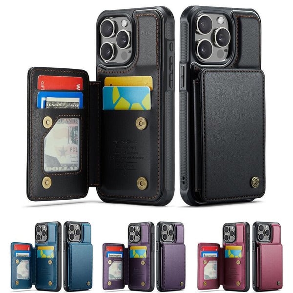 For iPhone 16 Pro Max / iPhone 16 Pro / iPhone 16 Plus / iPhone 16 Durable Kickstand Back Card Holder Phone Case Wallet Cover