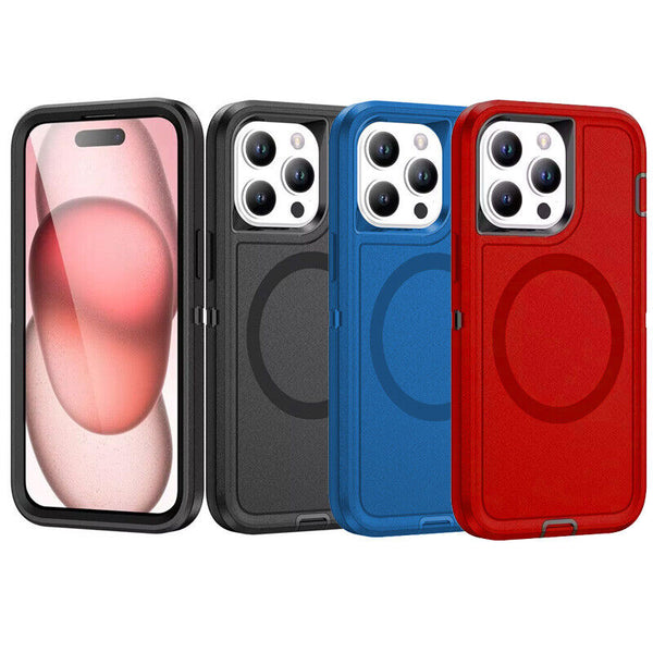 For iPhone 16 Pro Max /iPhone 16 Pro / iPhone 16 Plus / iPhone 16 Heavy Duty Full Body Rugged 3Layer Protective Magsafe Case