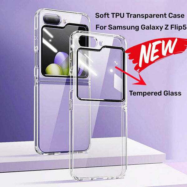 For Samsung Galaxy Z Flip 5 5G Clear TPU Case Cover Built-in Screen Protector OZ