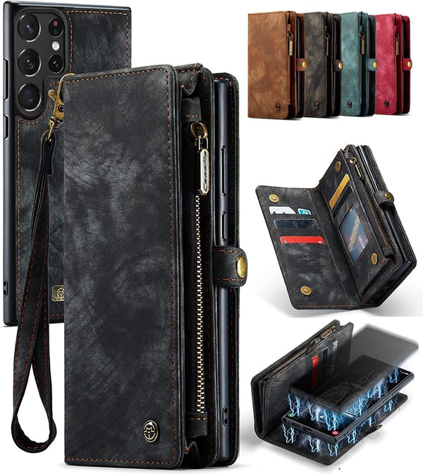 Genuine Leather Purse Wallet Case Cover For Samsung Galaxy S24 Ultra