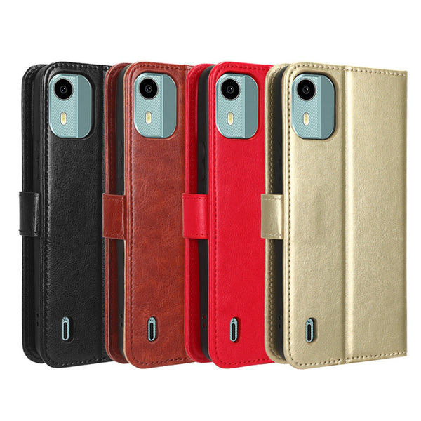 For Telstra Nokia C12 Premium Leather Wallet Flip Protective Case Cover