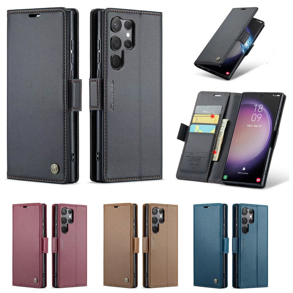 For New Samsung Galaxy S25 5G Slim Magnetic Side Wallet Flip Card Holder Case