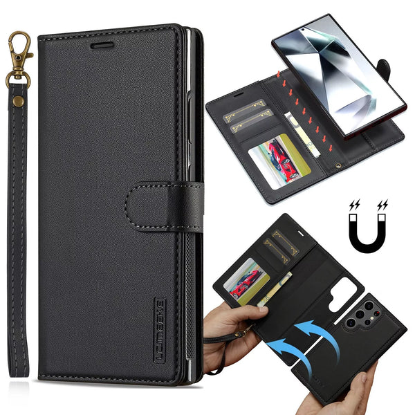 For Samsung Galaxy S25 Plus 5G Luxury Detachable Magnetic Leather Wallet Flip Case