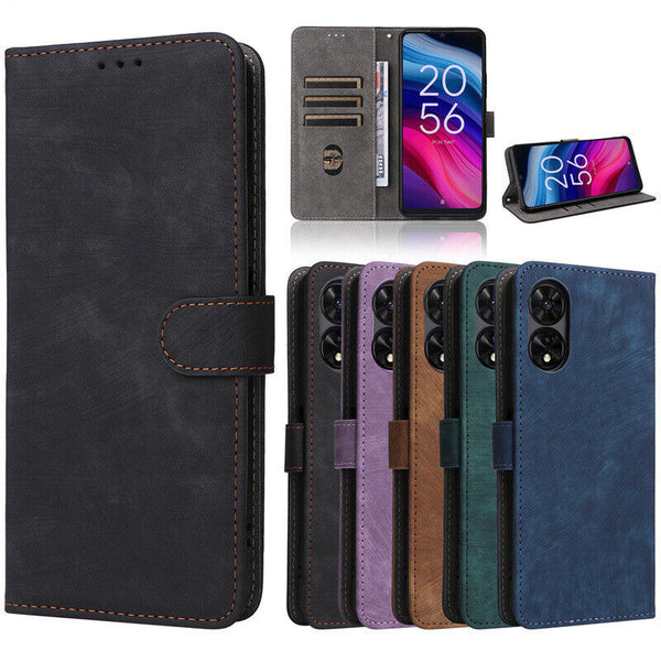 New Matte Leather Wallet Flip Phone Case Cover For TCL 505 4G