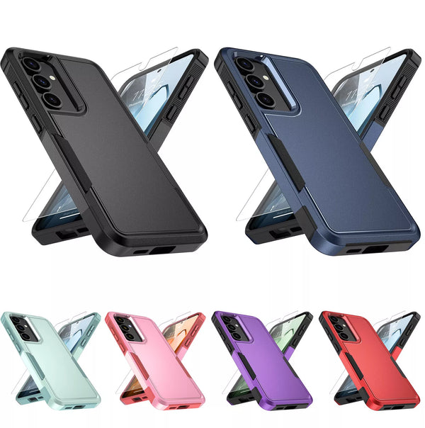 For Samsung Galaxy S24 FE 5G All in 1 Dual Layer Tough Bumper Cover Rugged Case