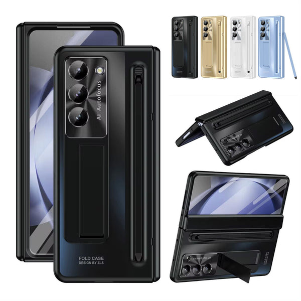 For Samsung Galaxy Z Fold 6 5G Hinge Folding Cover Kickstand Built-in Full Glass Protector