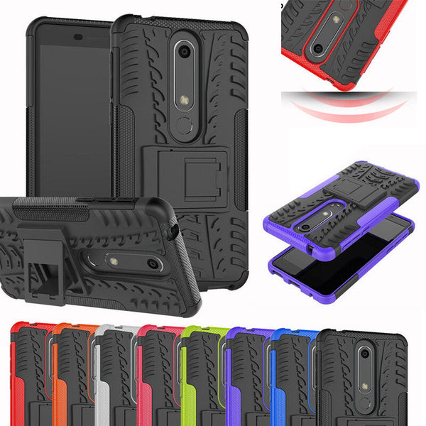 For NOKIA 6.1 / 4.2 / 3.2 MAXCASE Heavy Duty Tyre Tough Stand Phone Case Cover