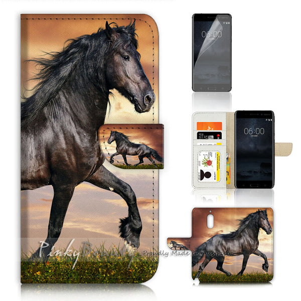 Black Horse Wallet Case Cover F Nokia 2.2 / 2.3/ 3.2 / 4.2 / 1.3 / 5.3 - 21150