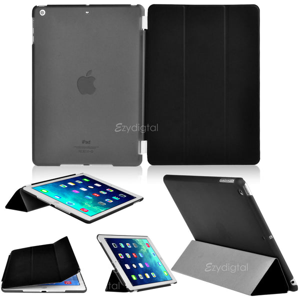 BLACK Flip Smart Cover + Back Matte Case For Apple iPad Air iPad 5