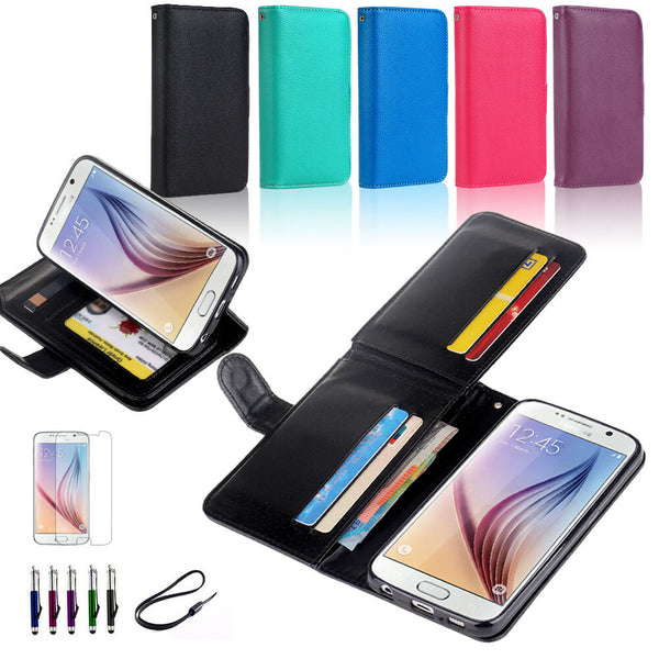 ON SALE 2in1 LEATHER MAGNET WALLET IWALLETCASE CASE FOR SAMSUNG Galaxy S6 Edge