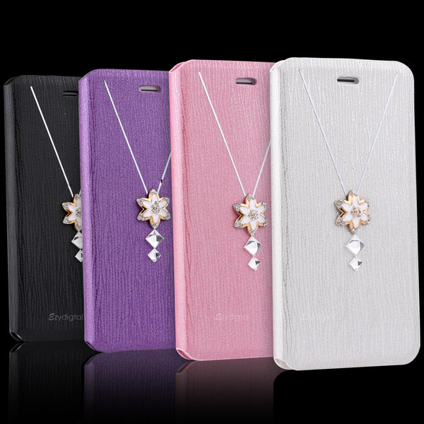 New Diamond Flower Flip TPU Gel Case Cover for Apple iPhone 5 5S 6 6S Plus