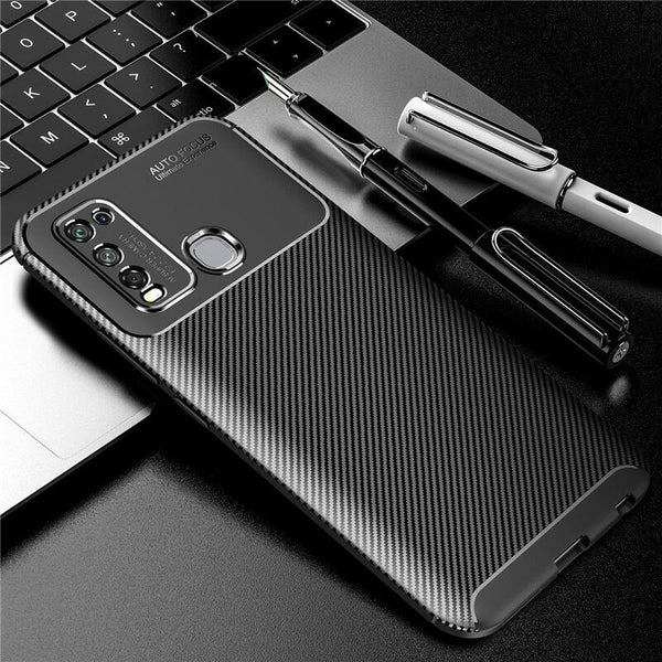 For Vivo Y30 / Y50 Flexible Heavy Duty Carbon Anti Fingerprint Tough Case Cover