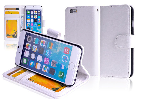 WHITE Premium New Wallet Leather Case Cover For 5.5" iPhone 6 Plus