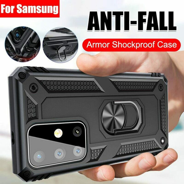 For New Samsung Galaxy A12 Heavy Duty Case Metal Ring Kickstand Cover Cover