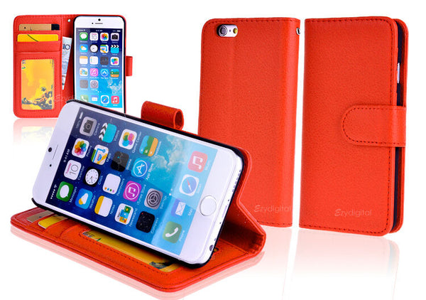 ORANGE Premium New Wallet Leather Case Cover For 5.5" iPhone 6 Plus