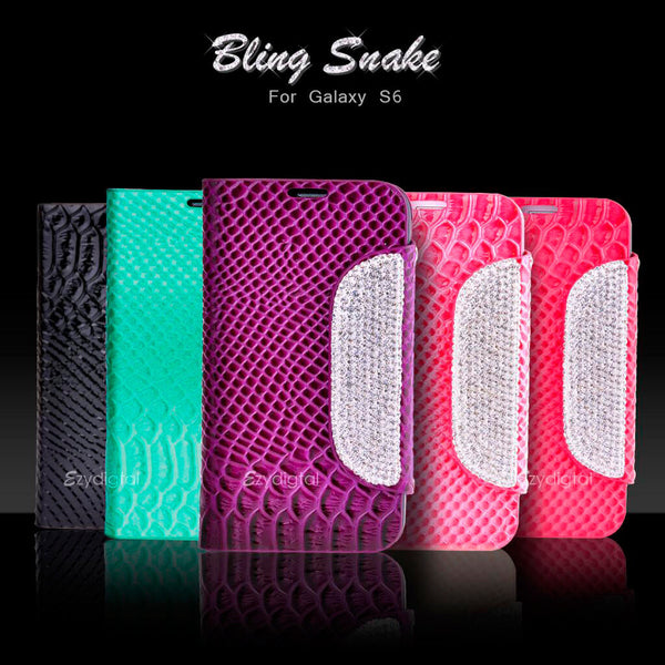 Premium Bling Snake Wallet case cover Samsung Galaxy S6 & S6 Edge