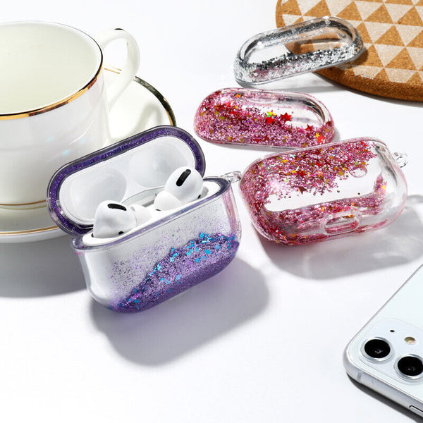 For Apple Airpods Pro / 1 / 2 Luxury Sparkle Liquid Protective Case Hard Cover