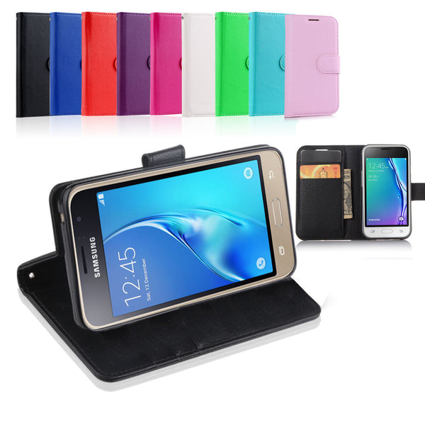 Leather Wallet Case Cover For Samsung Galaxy J3 2016 + Tempered Screen Protector