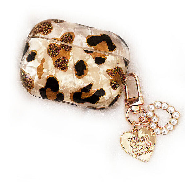 For Apple Airpods Pro /1/2/3 Anti-fall Leopard Heavy Duty TPU Case Heart Pendant