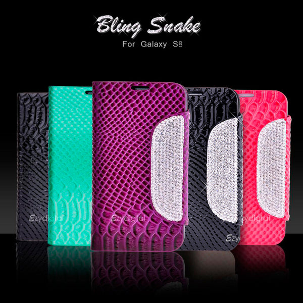 Premium Bling Snake Stand Wallet case cover for Samsung Galaxy S8