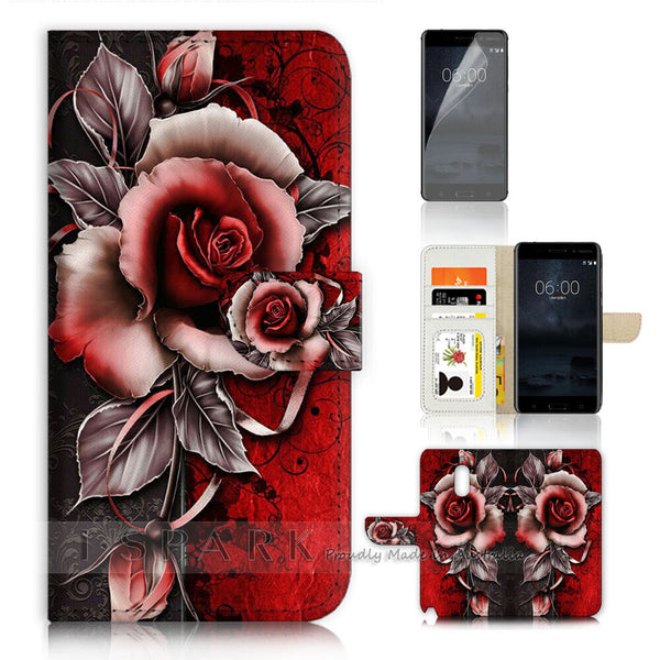 Rose Phone Wallet Case Cover For Nokia 2.2 / 2.3/ 6.2 / 4.2 / 1.3 / 5.3 - 31056