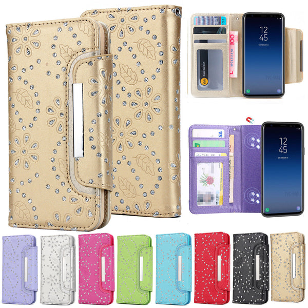 Samsung Galaxy Note 10+ Plus 5G Premium Magnet Diamond Flower Wallet Case Cover