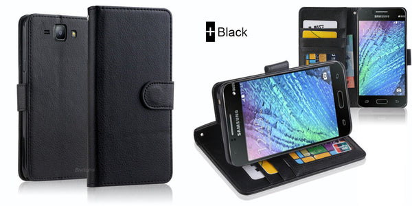 Leather Wallet Case Cover For Samsung Galaxy J1 mini + Tempered Screen Protector