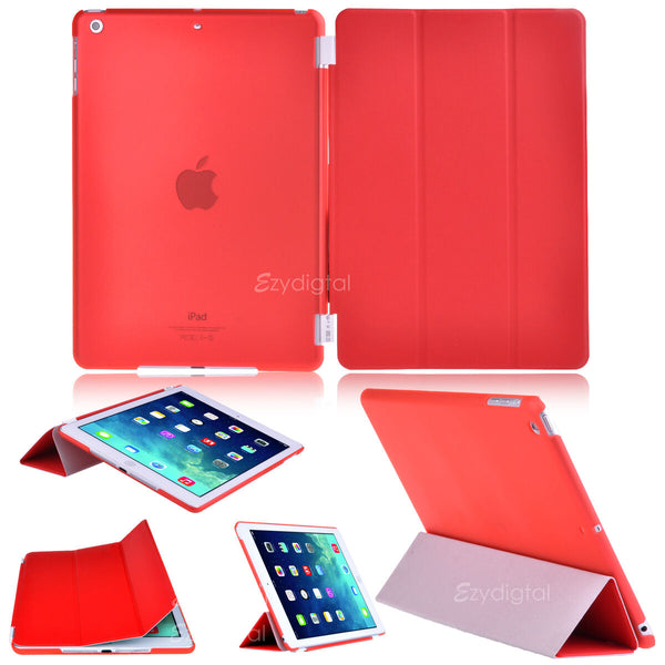 RED Flip Smart Cover + Back Matte Case For Apple iPad Air iPad 5