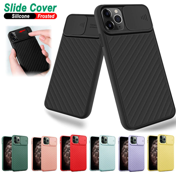 For Apple iPhone 12 Pro Max Slide Camera Protector Non-Slip Silicone Case Cover