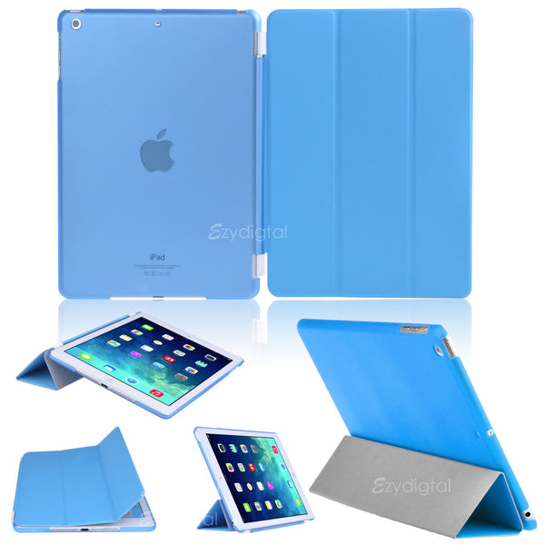 BLUE Flip Smart Cover + Back Matte Case For Apple iPad Air iPad 5