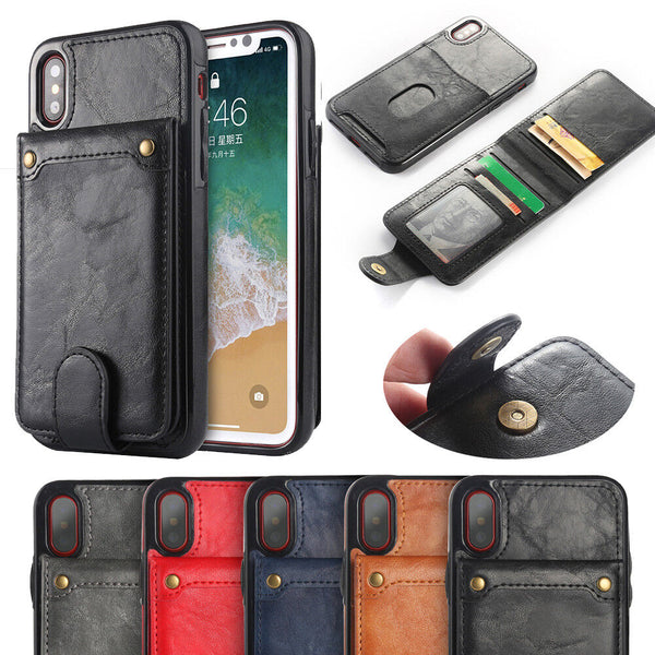 For Apple iPhone X SE 7 8 Plus MAXCASE 2 in1 Back Leather Wallet Flip Case Cover