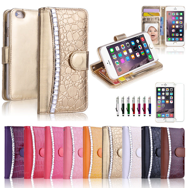 Diamond Snake WALLET CARD FLIP CASE COVER For Apple iPhone 6 6S & 6 6S Plus