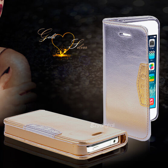 Gold & Silver Magnet PRO Leather case cover for iPhone 5 5S