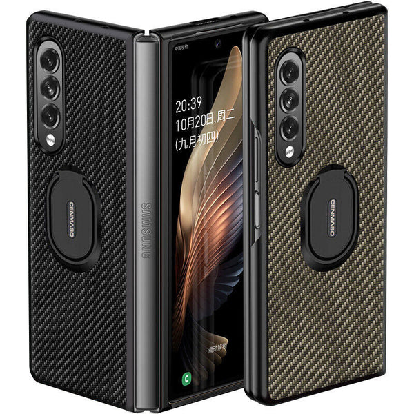 For Samsung Galaxy Z Fold 2 3 5G Shockproof Ring Fiber Kickstand Case Hard Cover