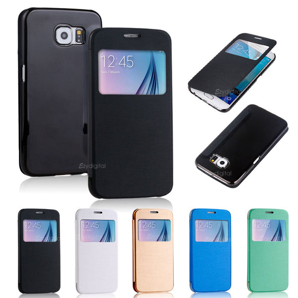 Window View MatteTransparent PC Flip Case Cover For Samsung Galaxy S6 & S6 Edge