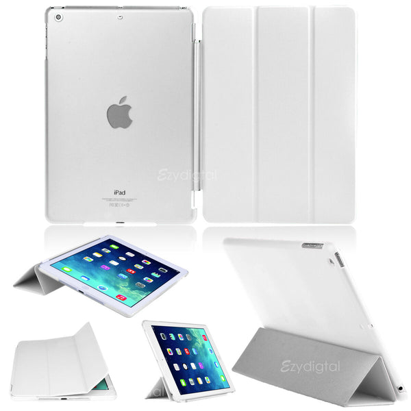 WHITE Flip Smart Cover + Back Matte Case For Apple iPad Air iPad 5