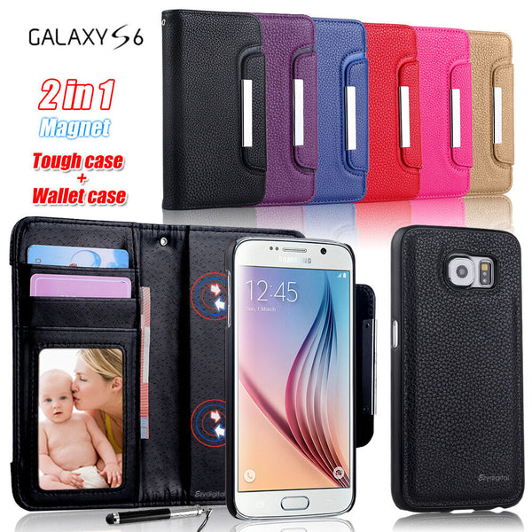 ON SALE!! 2in1 Magnet Wallet Leather Tough Case Cover For Samsung Galaxy S6 Edge