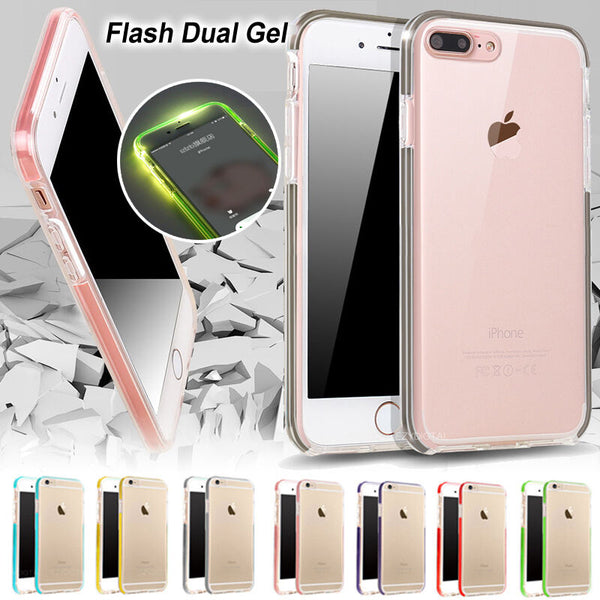 For Apple iPhone 7 & 7 Plus Shock Proof Dual Called Light Flash Gel Case Cover