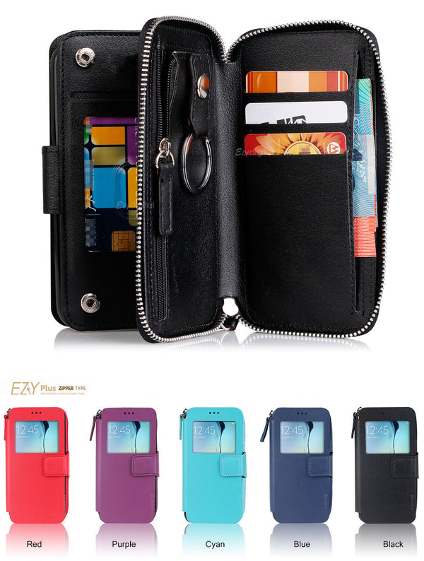 Premium EZY ZIP PLUS Purse Wallet Leather Case Cover For Samsung Galaxy S6 edge